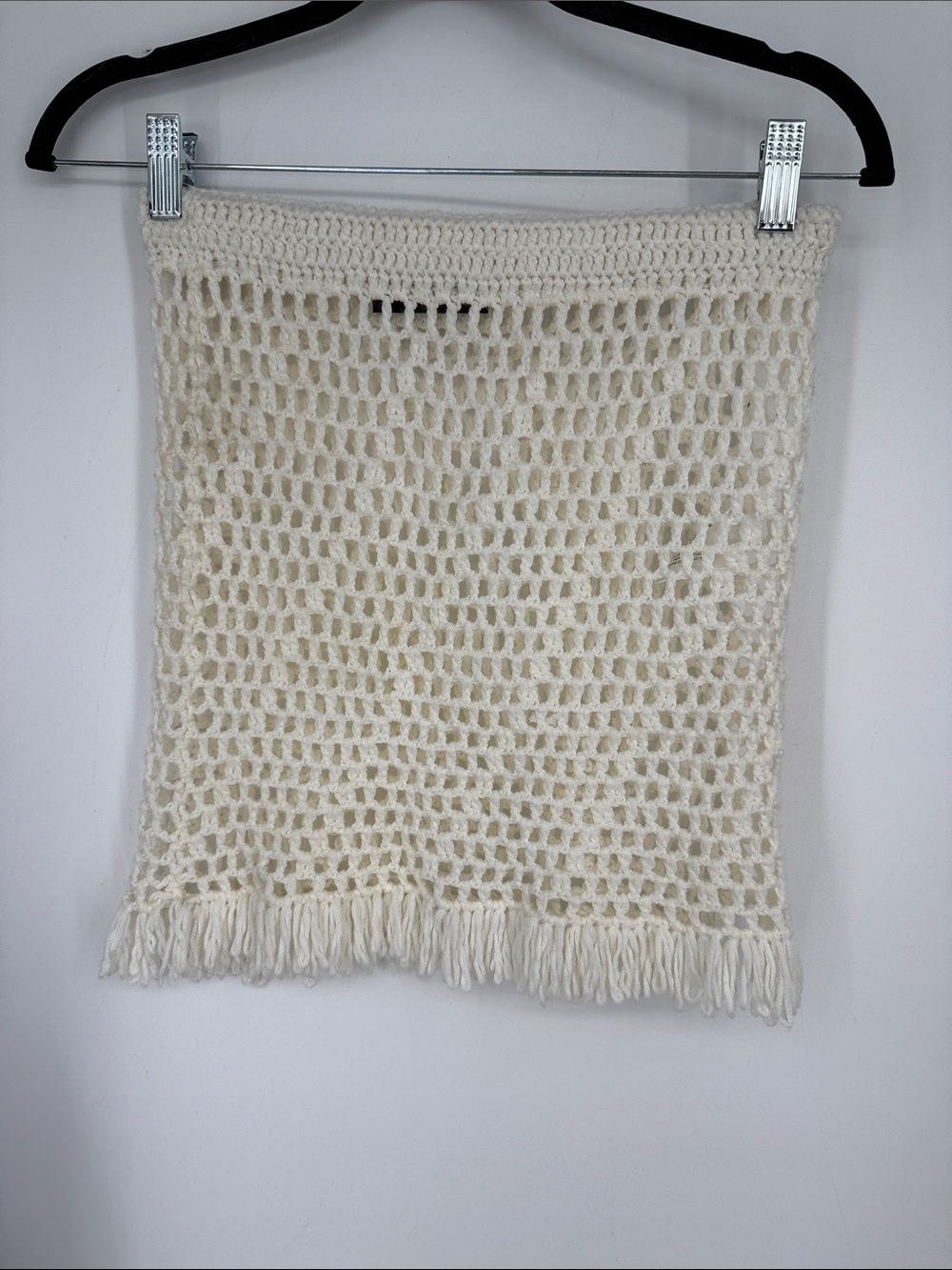 White Fox cream crochet coverup skirt with fringe size small/medium